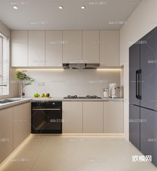 奶油风客厅 餐厅3d模型下载(渲染图5)