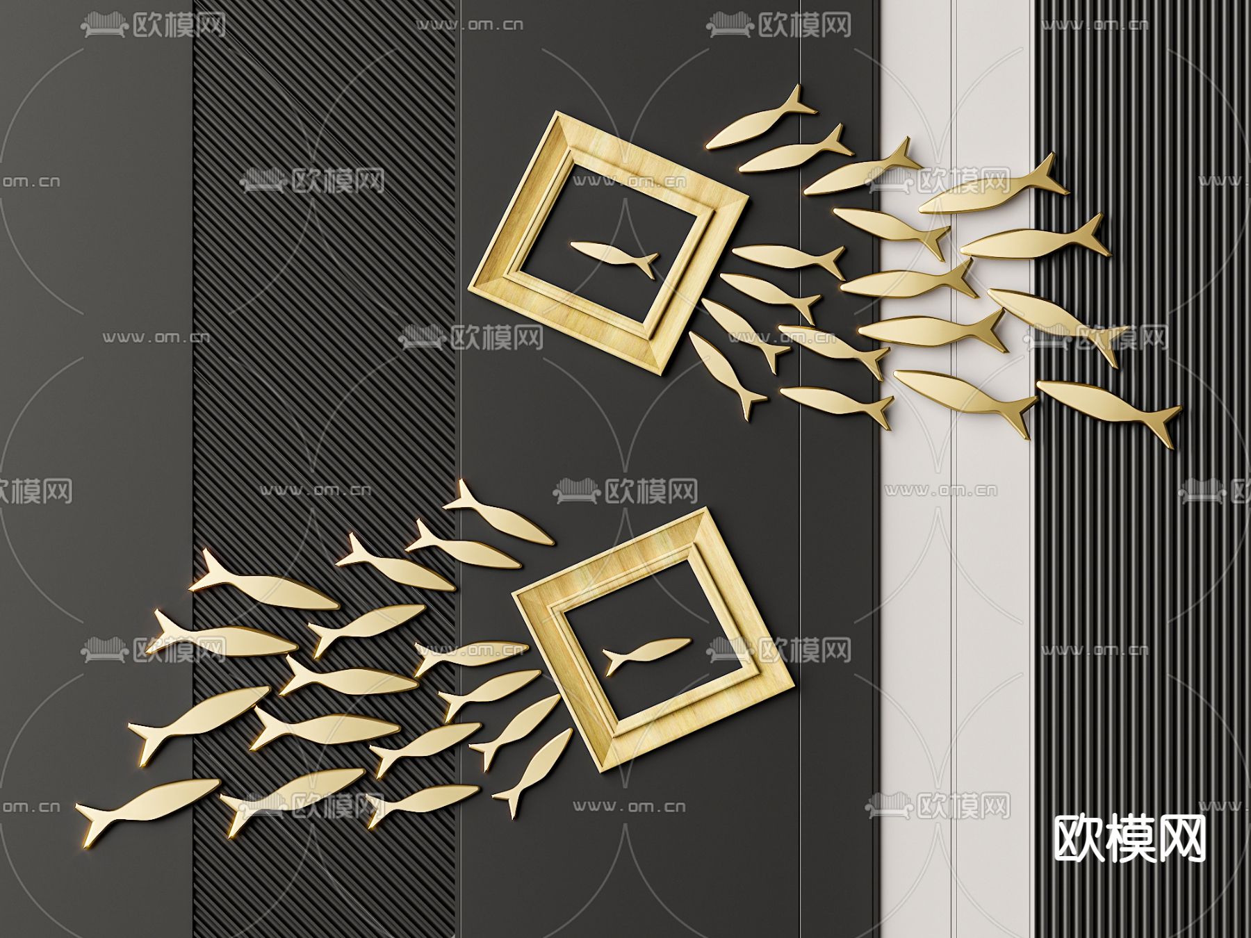 小鱼墙饰 挂饰3d模型下载