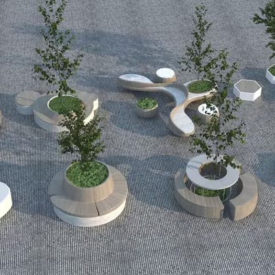  景观座椅 树池座凳su模型 