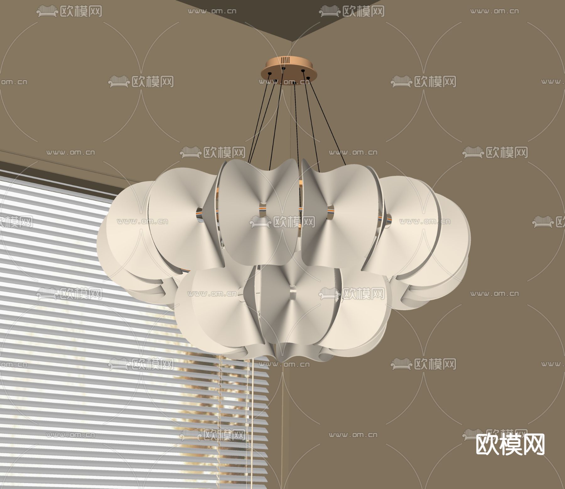 奶油风创意吊灯su模型下载（渲染图2）