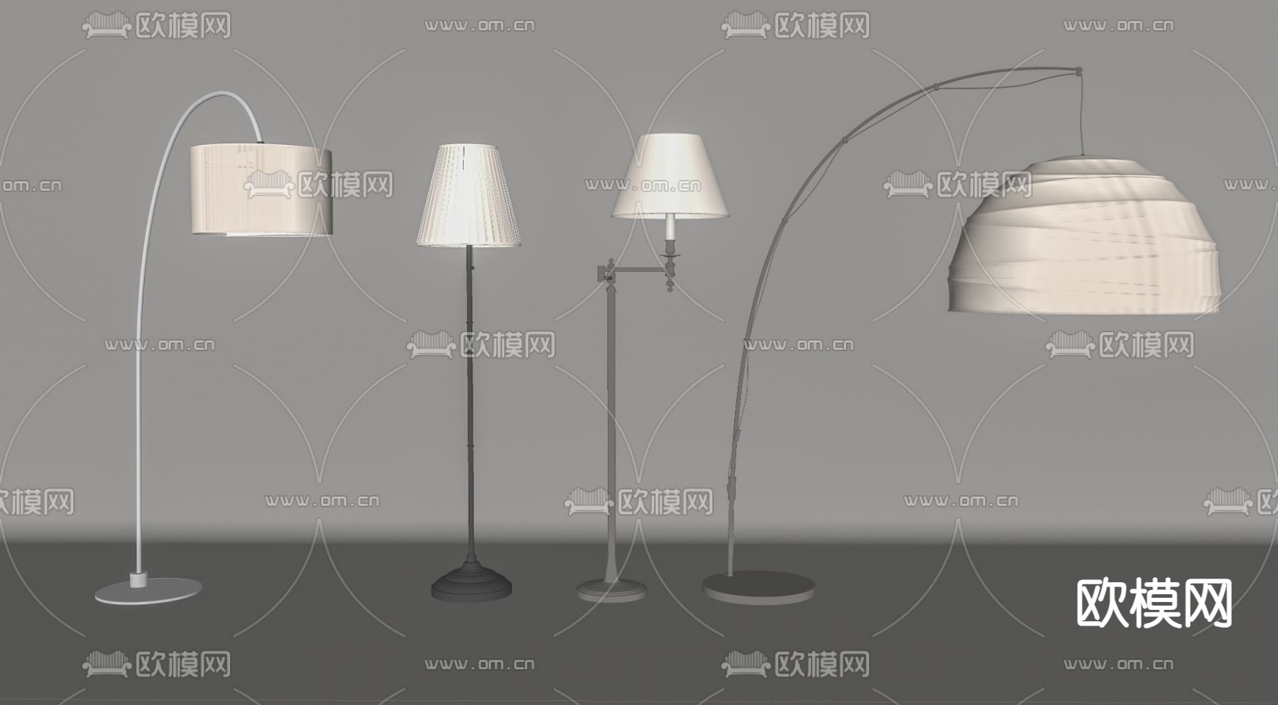 奶油风落地灯su模型下载（渲染图2）