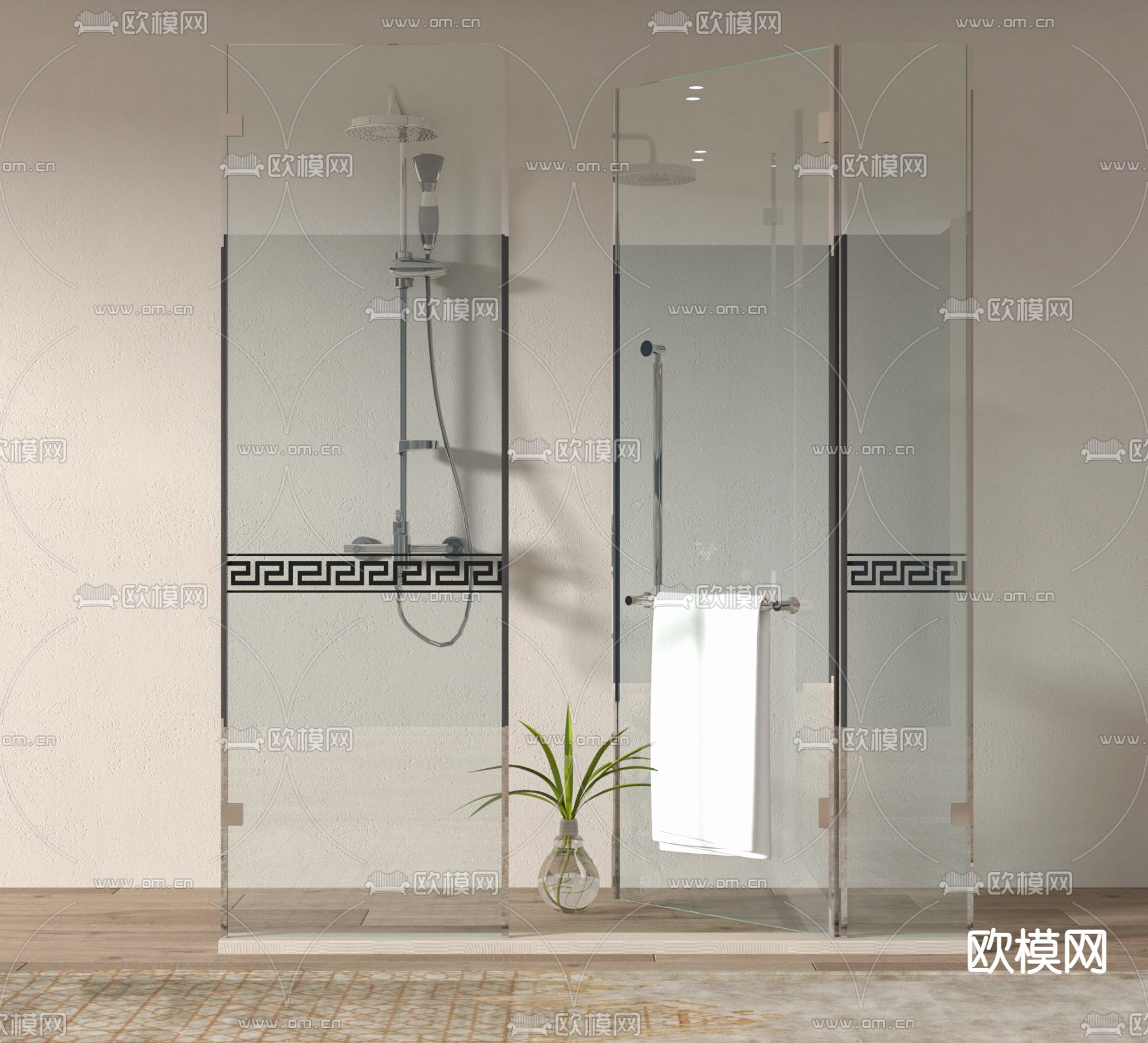 新中式淋浴间 冲凉房 淋浴房3d模型下载