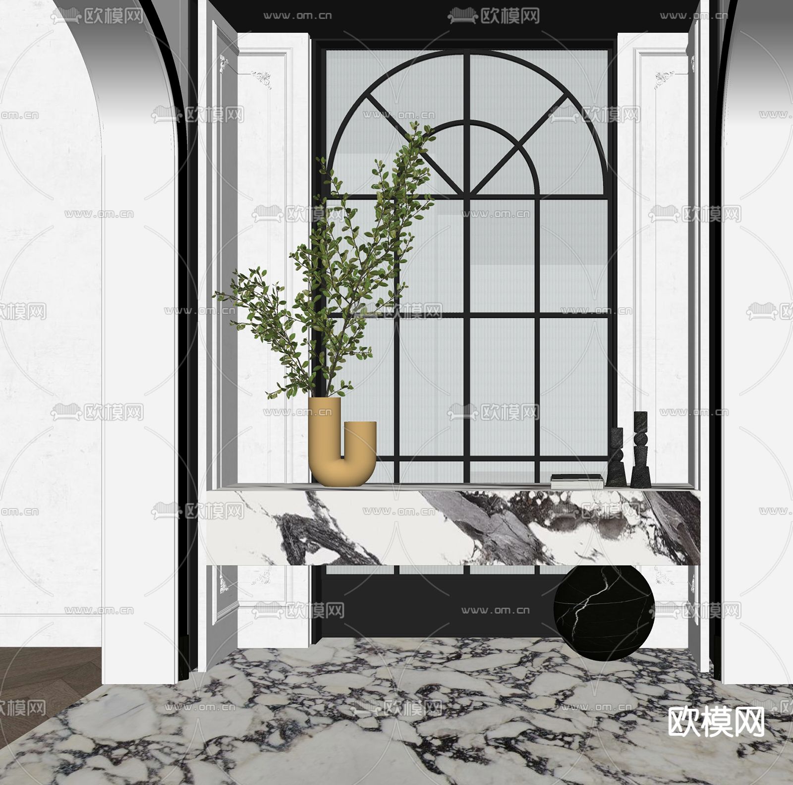 法式玄关su模型下载（渲染图1）