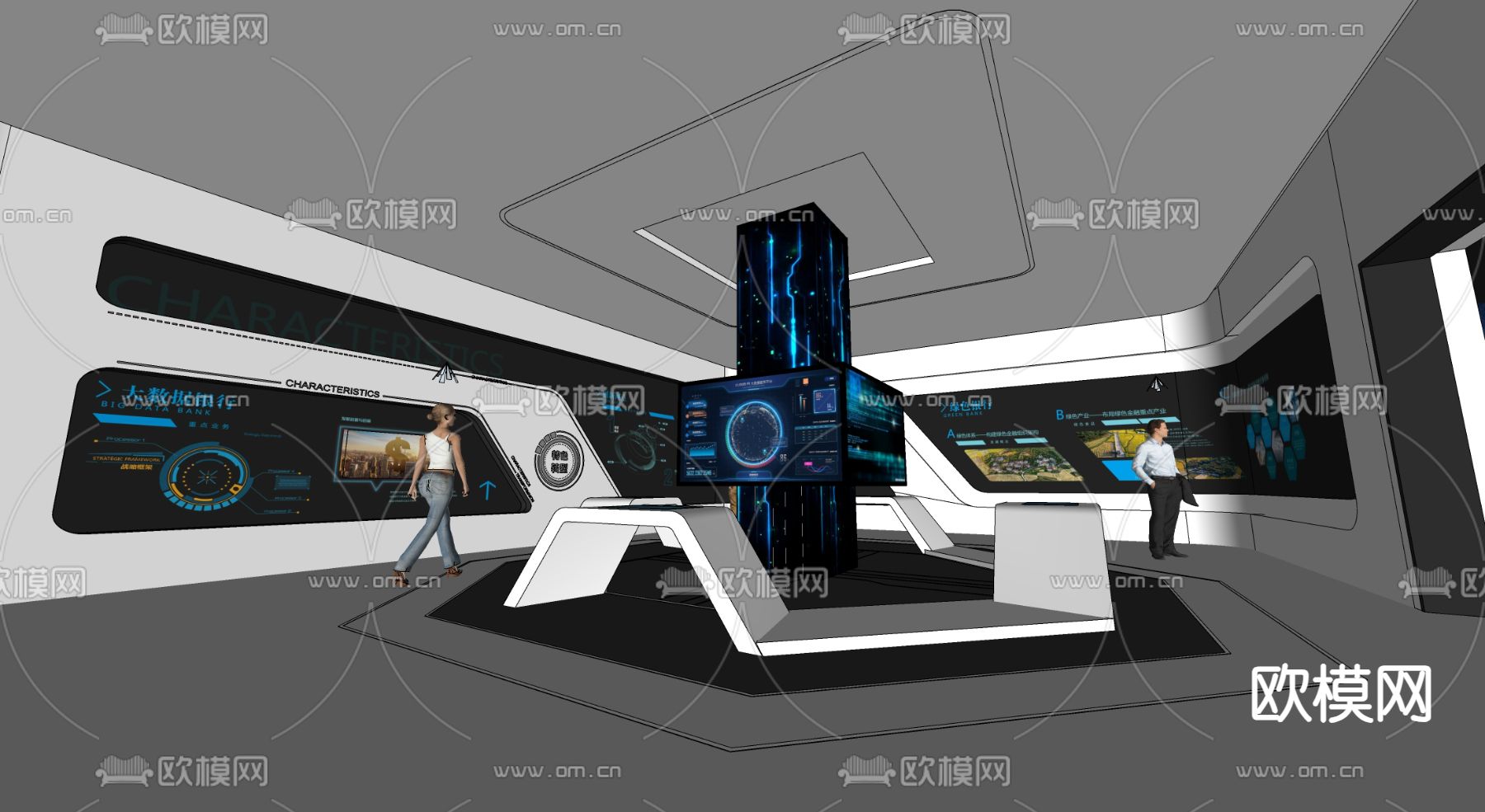 现代科技展厅su模型下载（渲染图2）