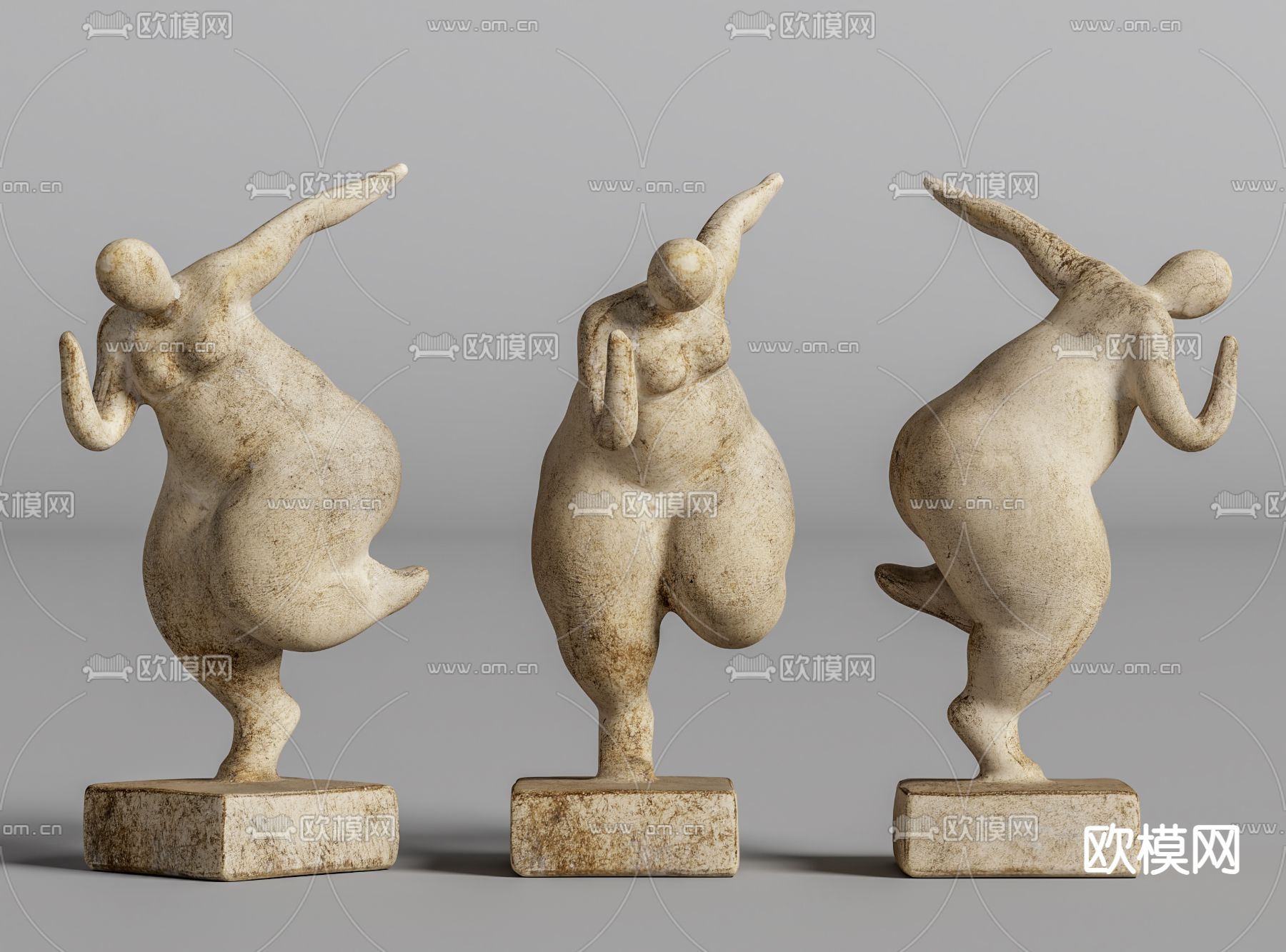 侘寂风抽象雕塑su模型下载（渲染图1）