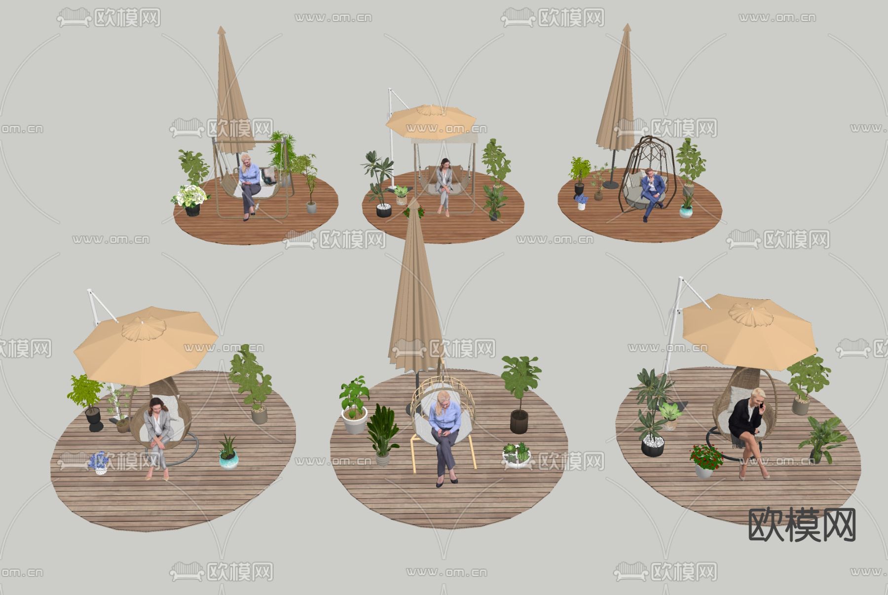 户外秋千su模型下载（渲染图2）