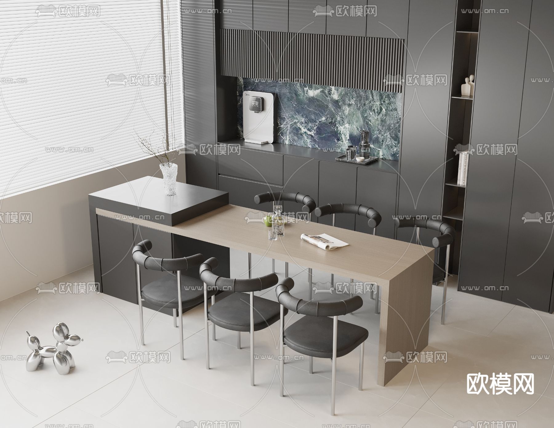 中岛餐桌椅3d模型下载