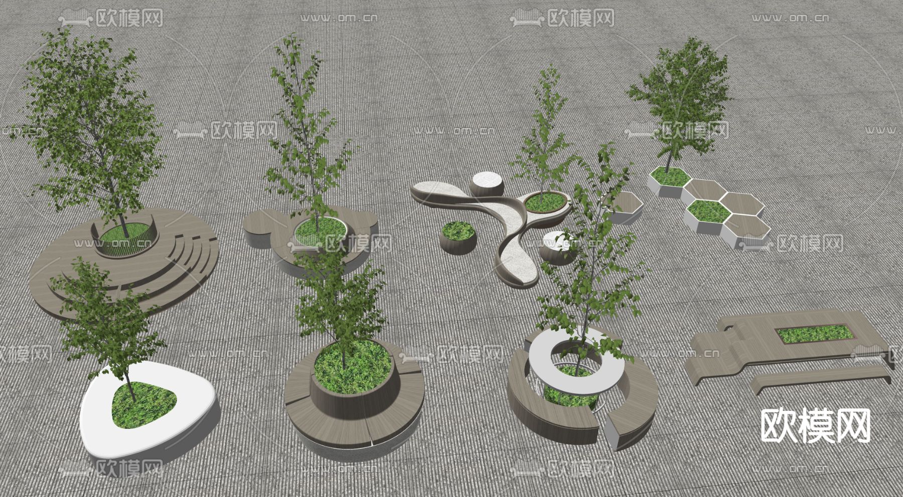 景观座椅 树池座凳su模型下载（渲染图2）