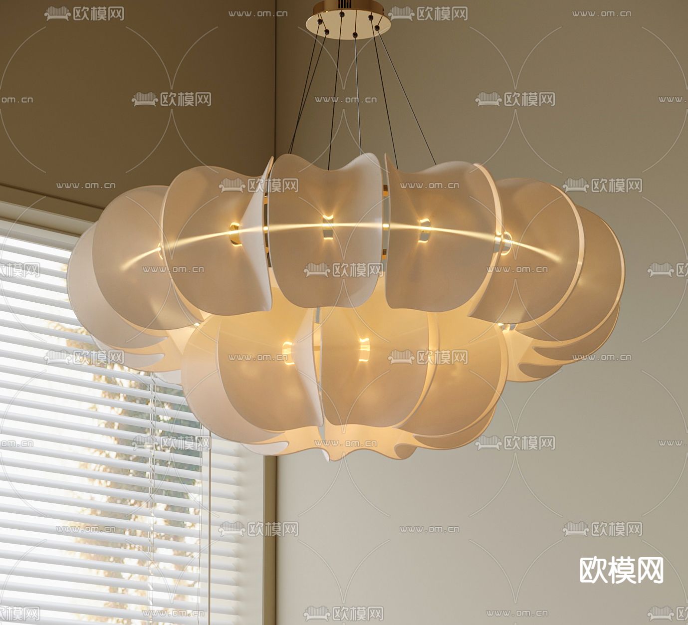 奶油风创意吊灯su模型下载（渲染图1）