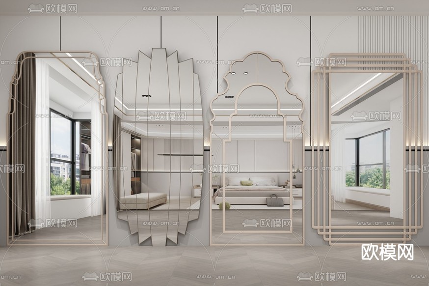 不规则镜子 穿衣镜 全身镜3d模型下载