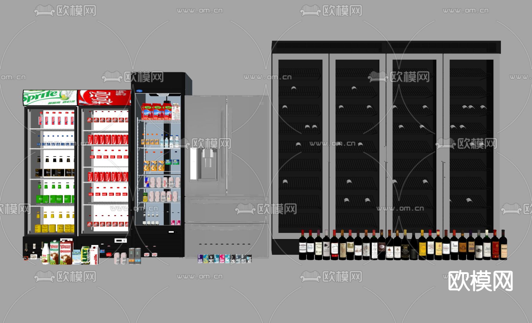 冰箱 冰柜su模型下载（渲染图2）