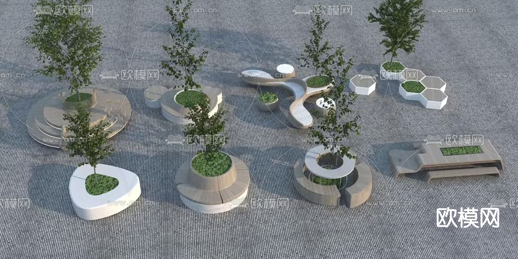 景观座椅 树池座凳su模型下载（渲染图1）