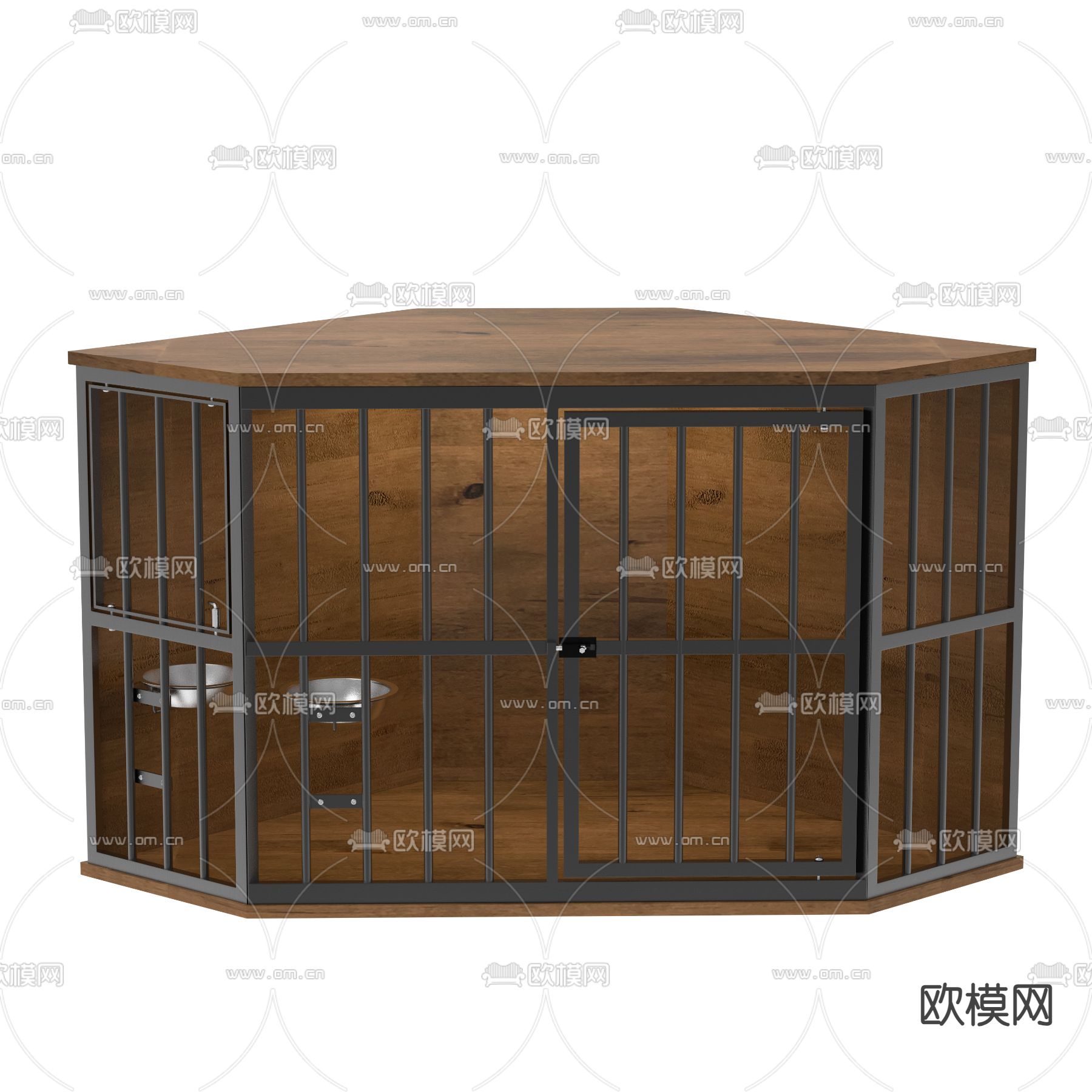 转角狗笼 宠物笼3d模型下载（渲染图2）