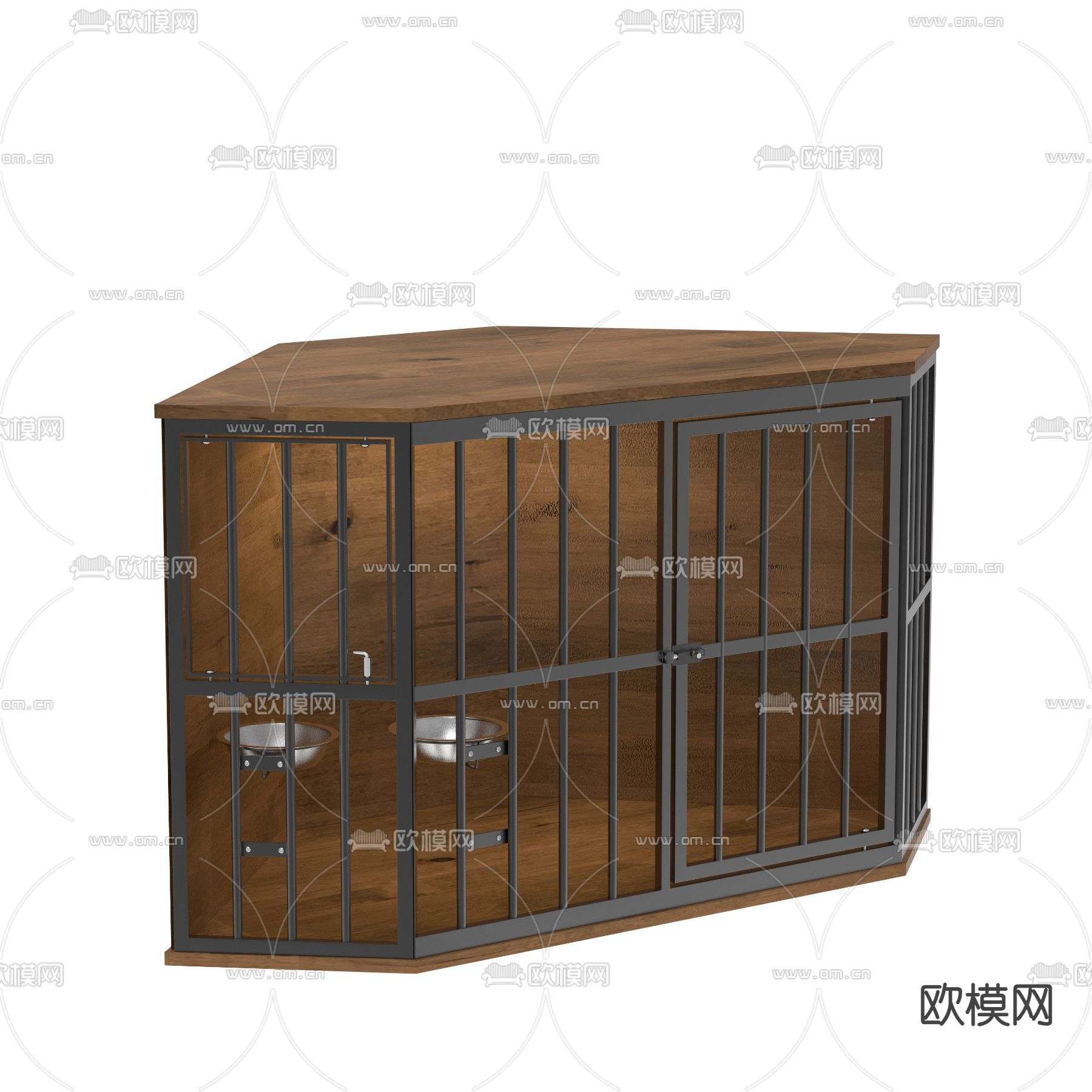 转角狗笼 宠物笼3d模型下载（渲染图1）