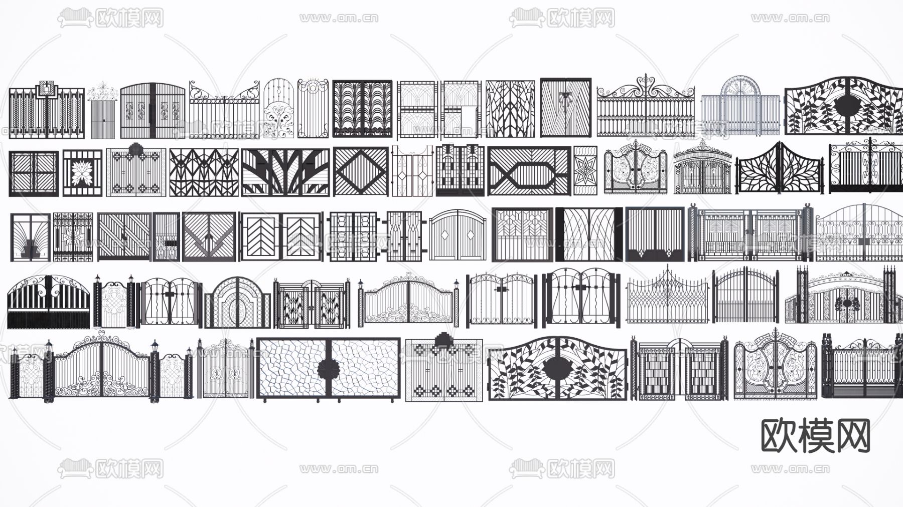 欧式铁艺大门su模型下载
