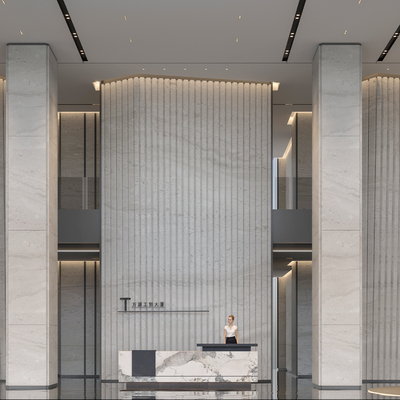  现代公司大堂su模型 