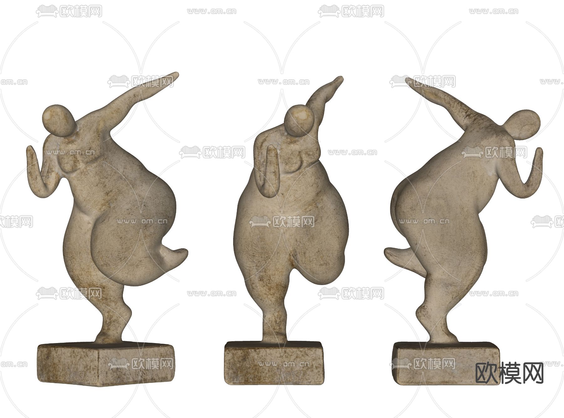 侘寂风抽象雕塑su模型下载（渲染图2）