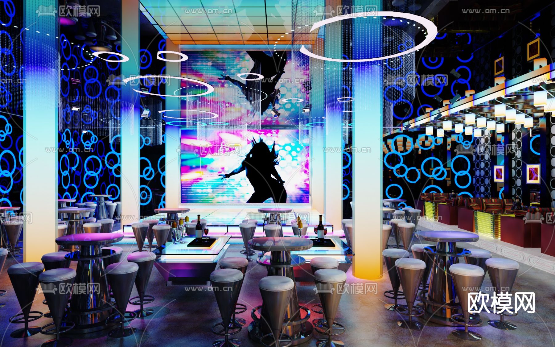 现代酒吧 夜总会 KTV免费3d模型下载（渲染图1）