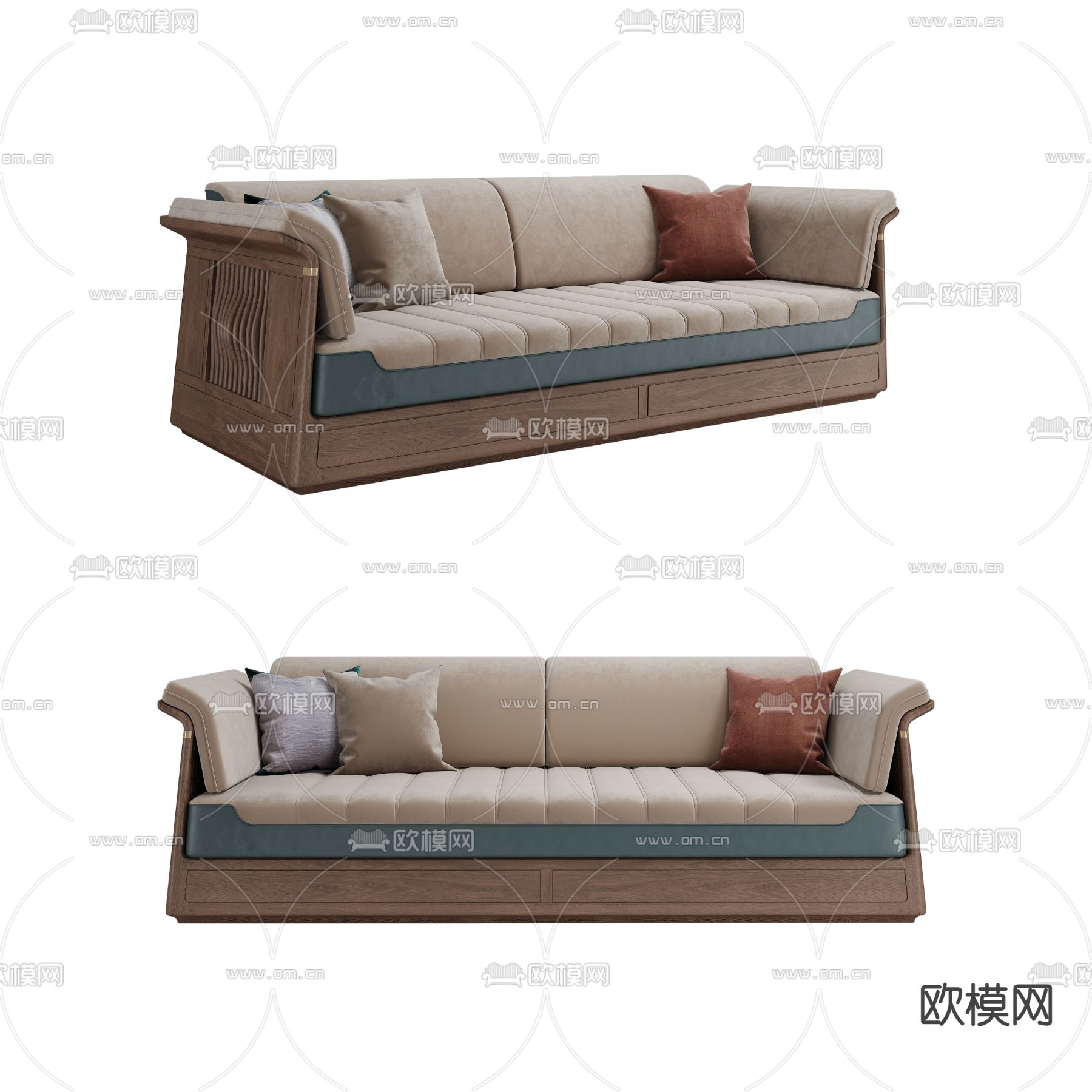 新中式沙发 双人沙发3d模型下载
