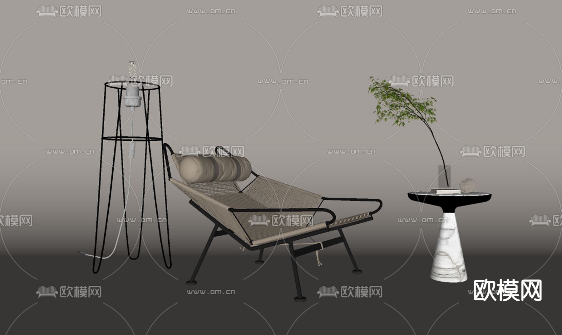 现代躺椅 休闲椅su模型下载（渲染图2）