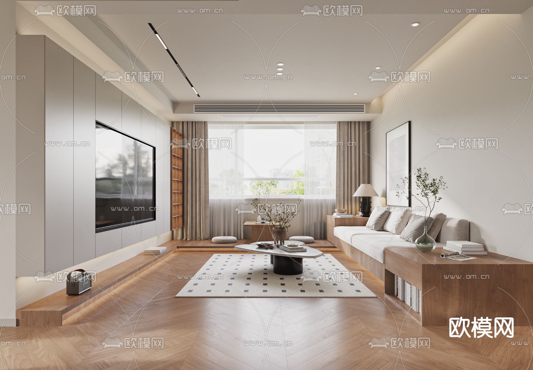 北欧客厅 餐厅3d模型下载（渲染图1）