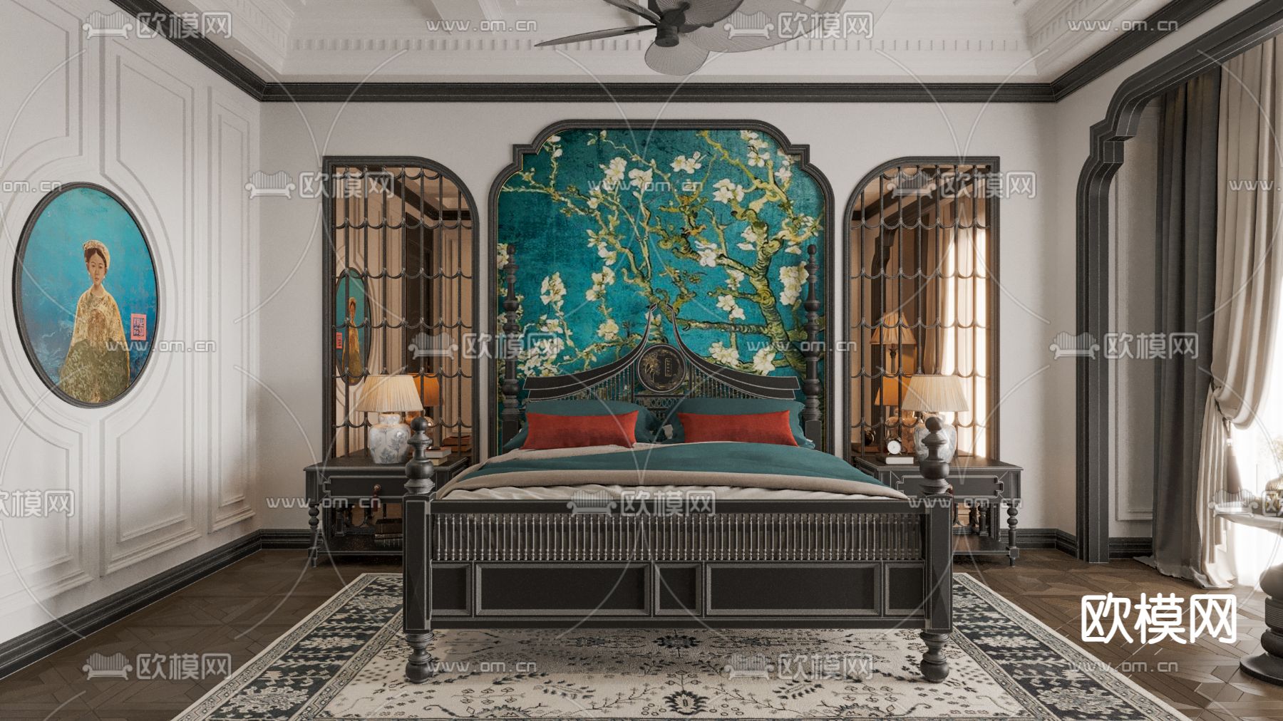 东南亚卧室 主人房3d模型下载