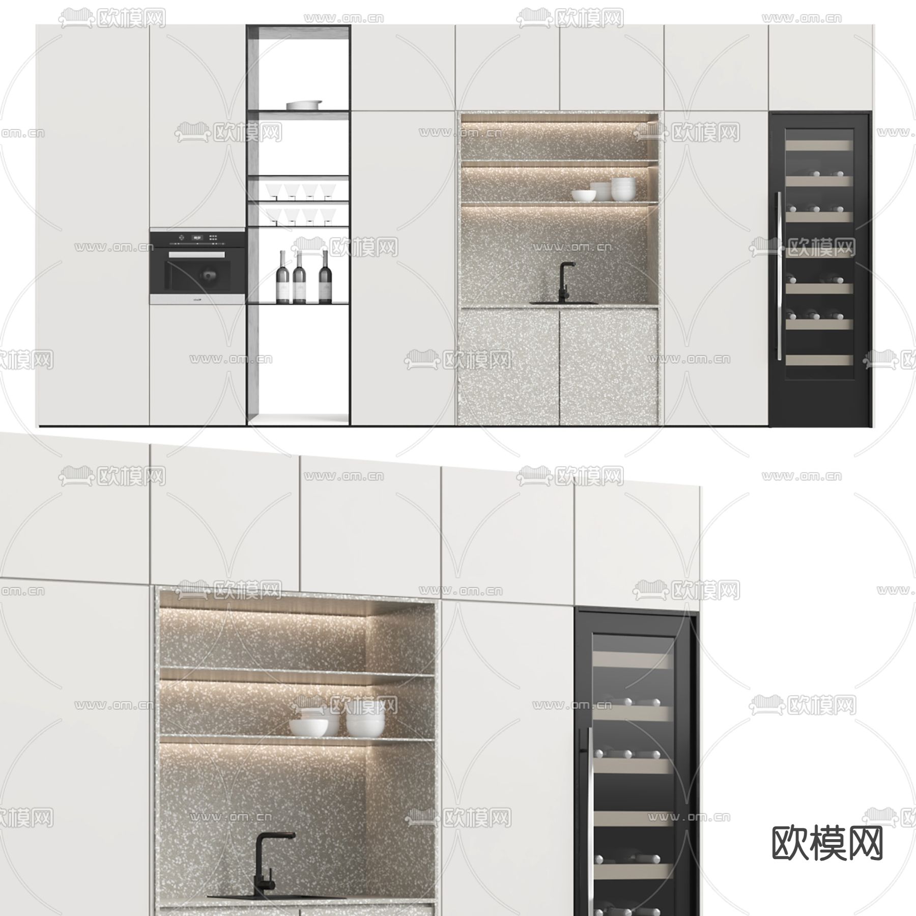 现代橱柜3d模型下载