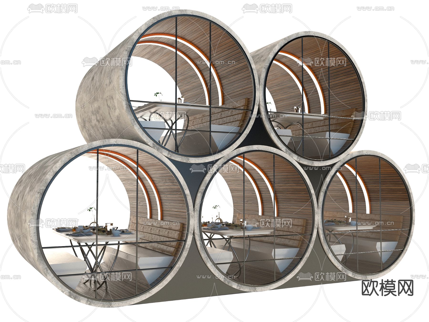 工业风餐桌椅3d模型下载