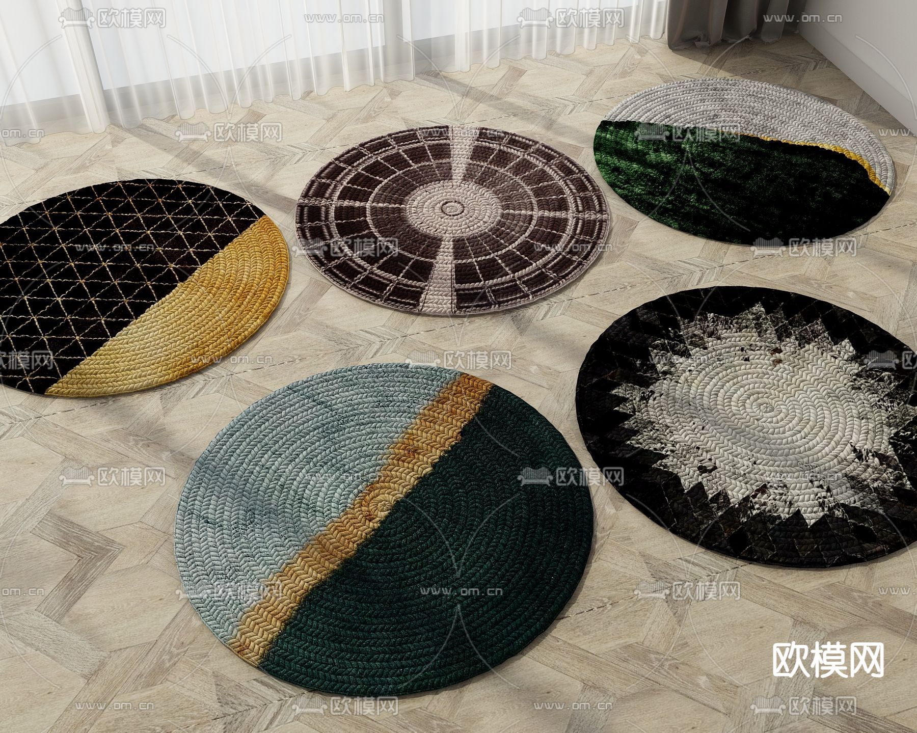 现代圆形地毯3d模型下载