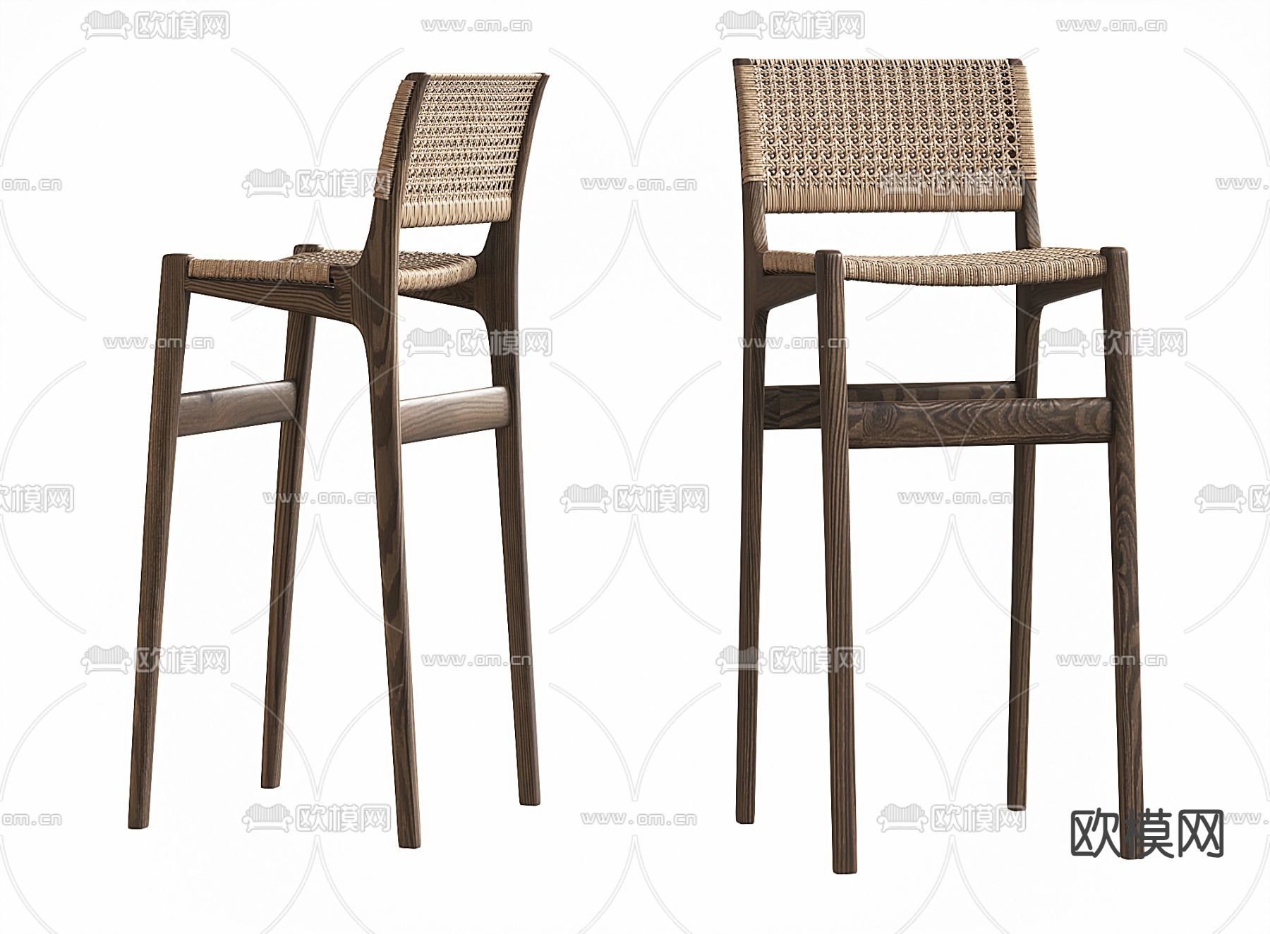 侘寂风吧椅3d模型下载