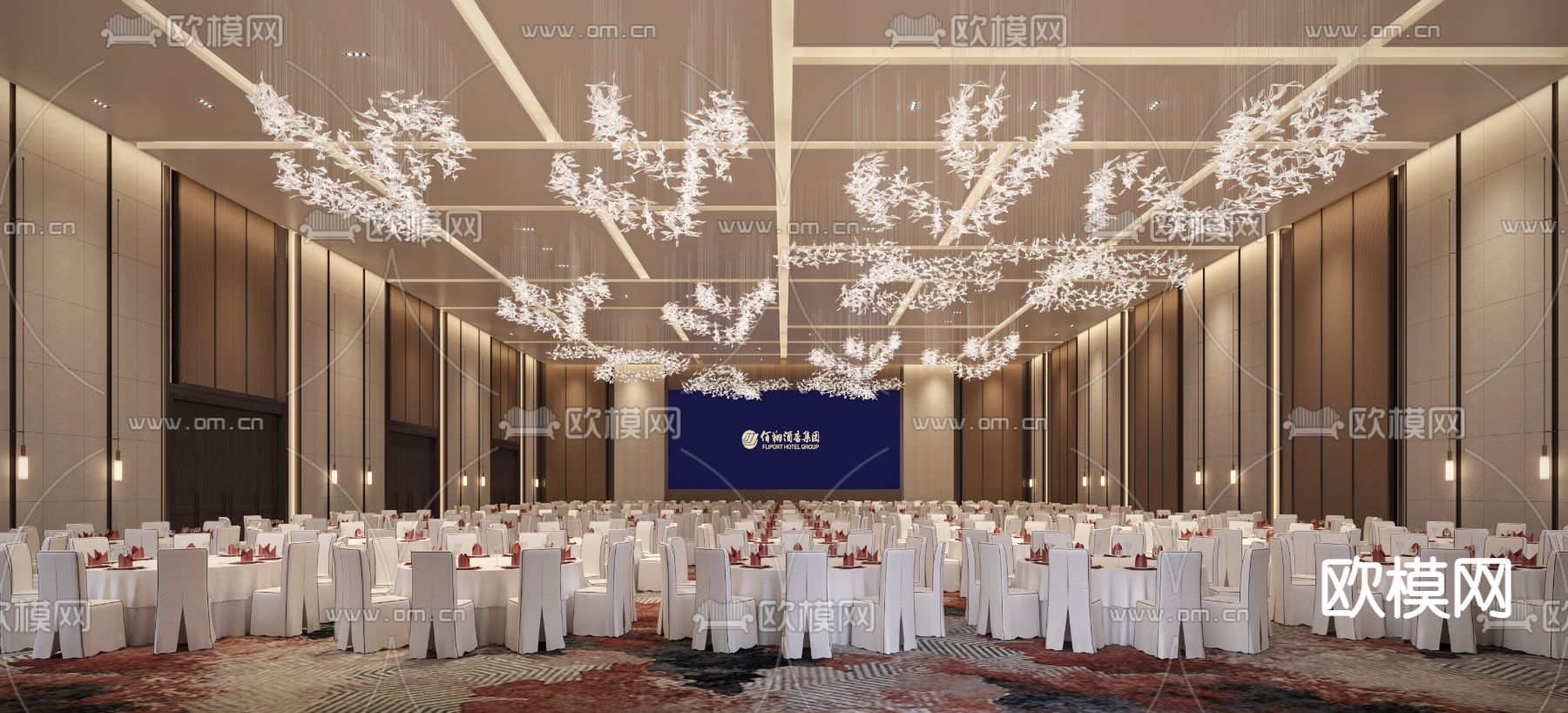 酒店宴会厅3d模型下载