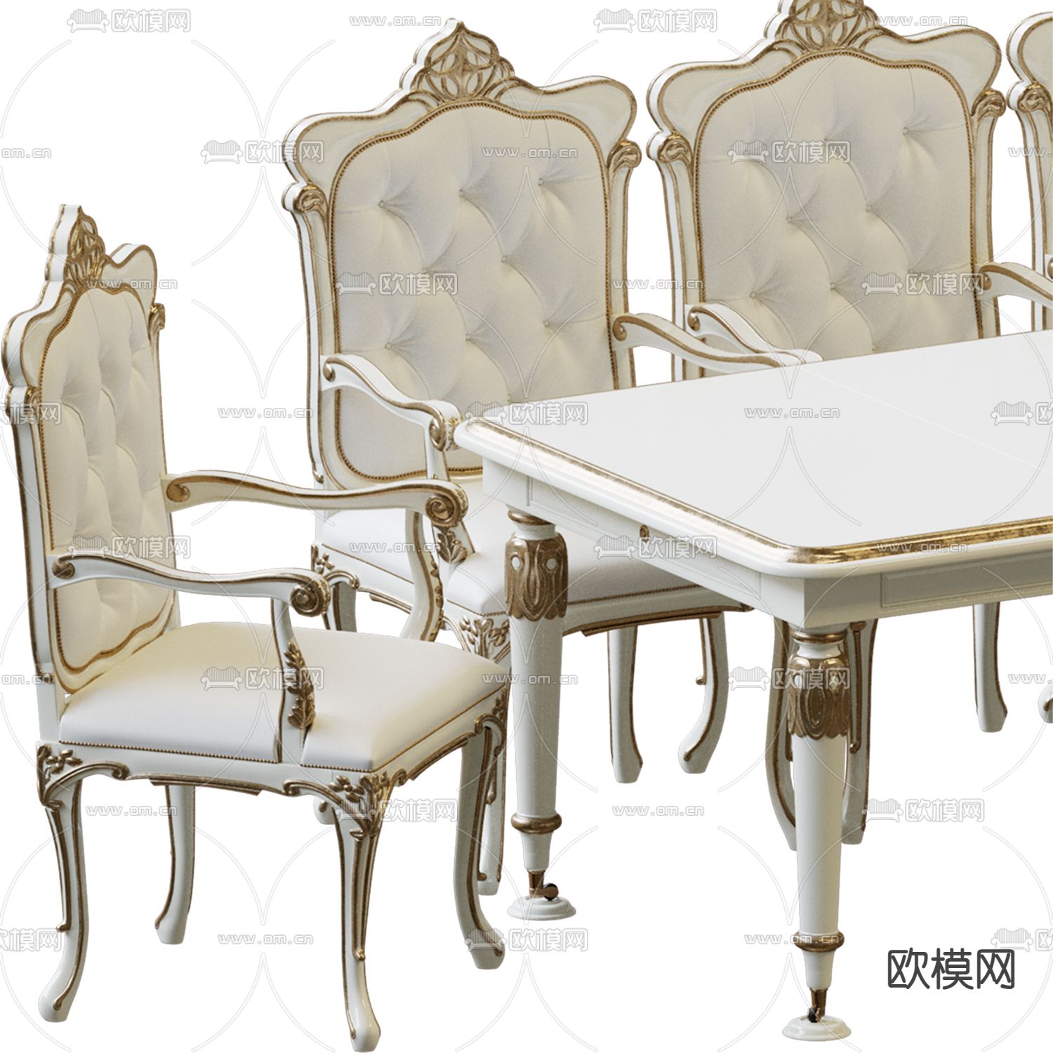 欧式餐桌椅3d模型下载