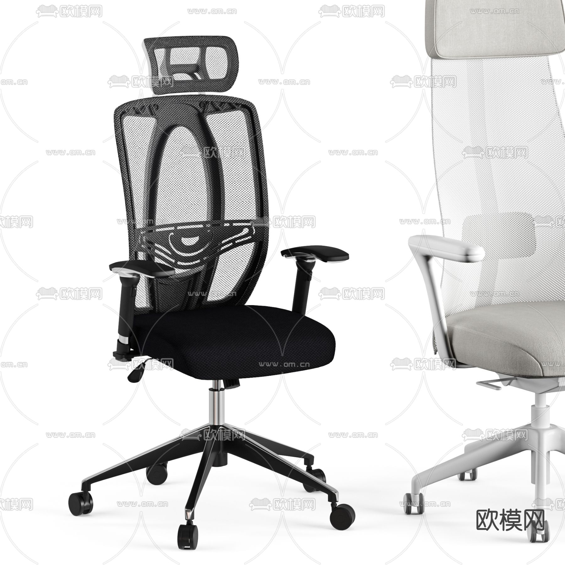 办公椅 职员椅 班椅3d模型下载（渲染图3）