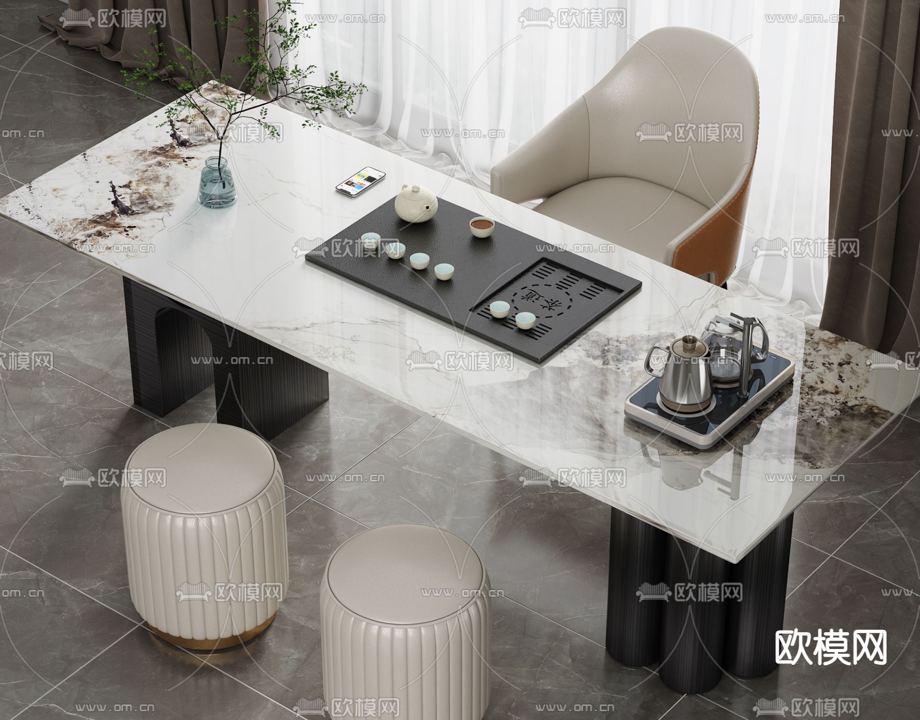 岩板茶台 泡茶桌3d模型