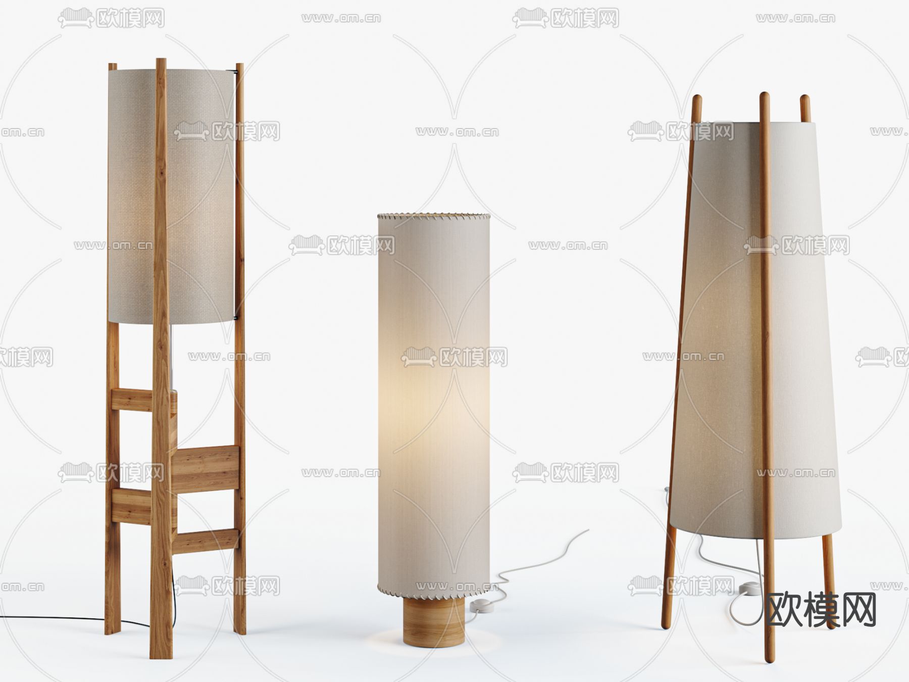 侘寂落地灯3d模型下载（渲染图1）
