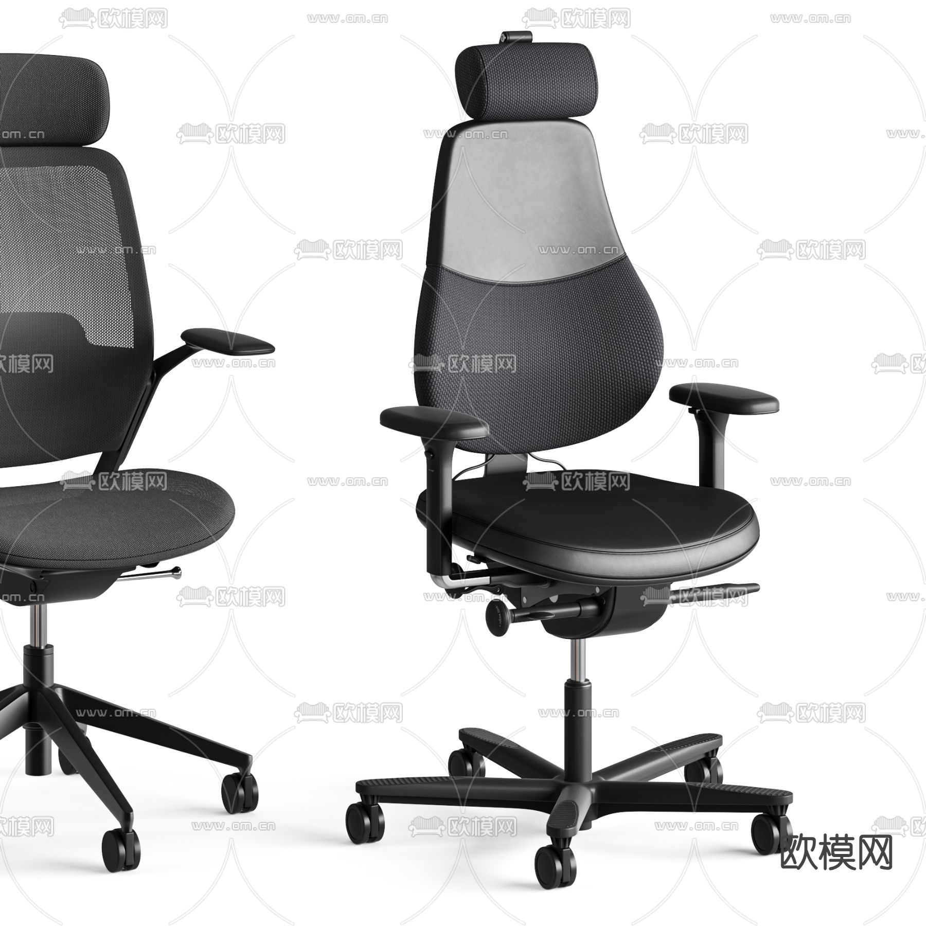 办公椅 职员椅 班椅3d模型下载（渲染图2）