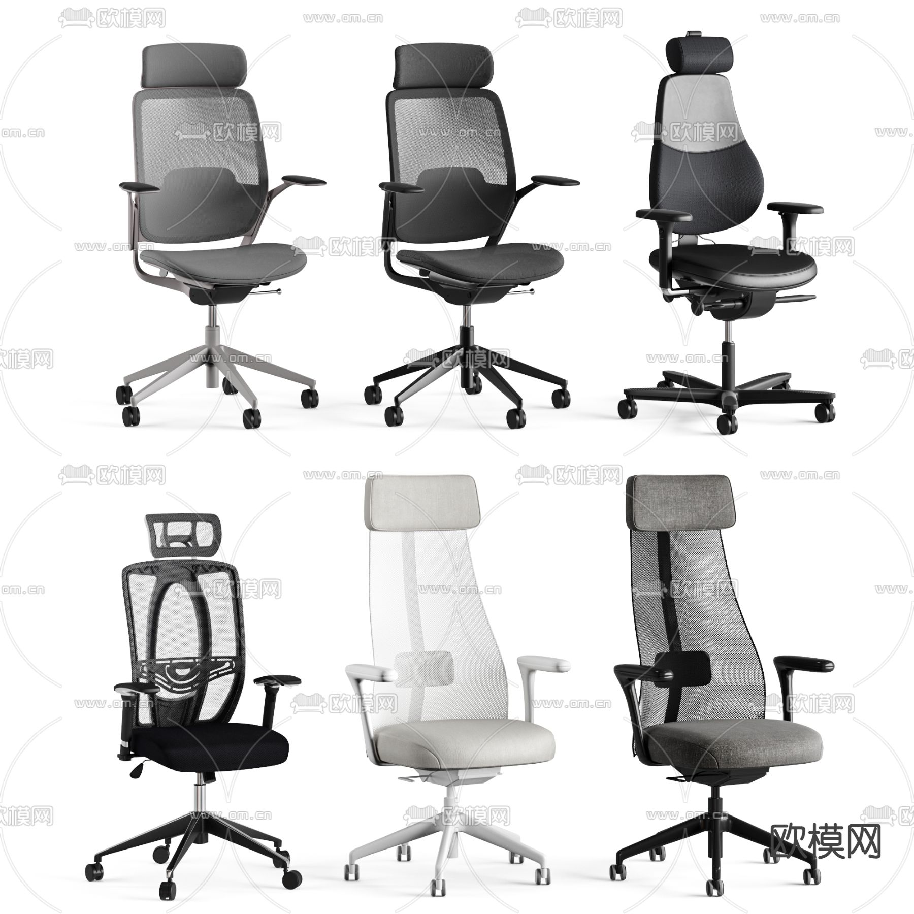 办公椅 职员椅 班椅3d模型下载（渲染图1）