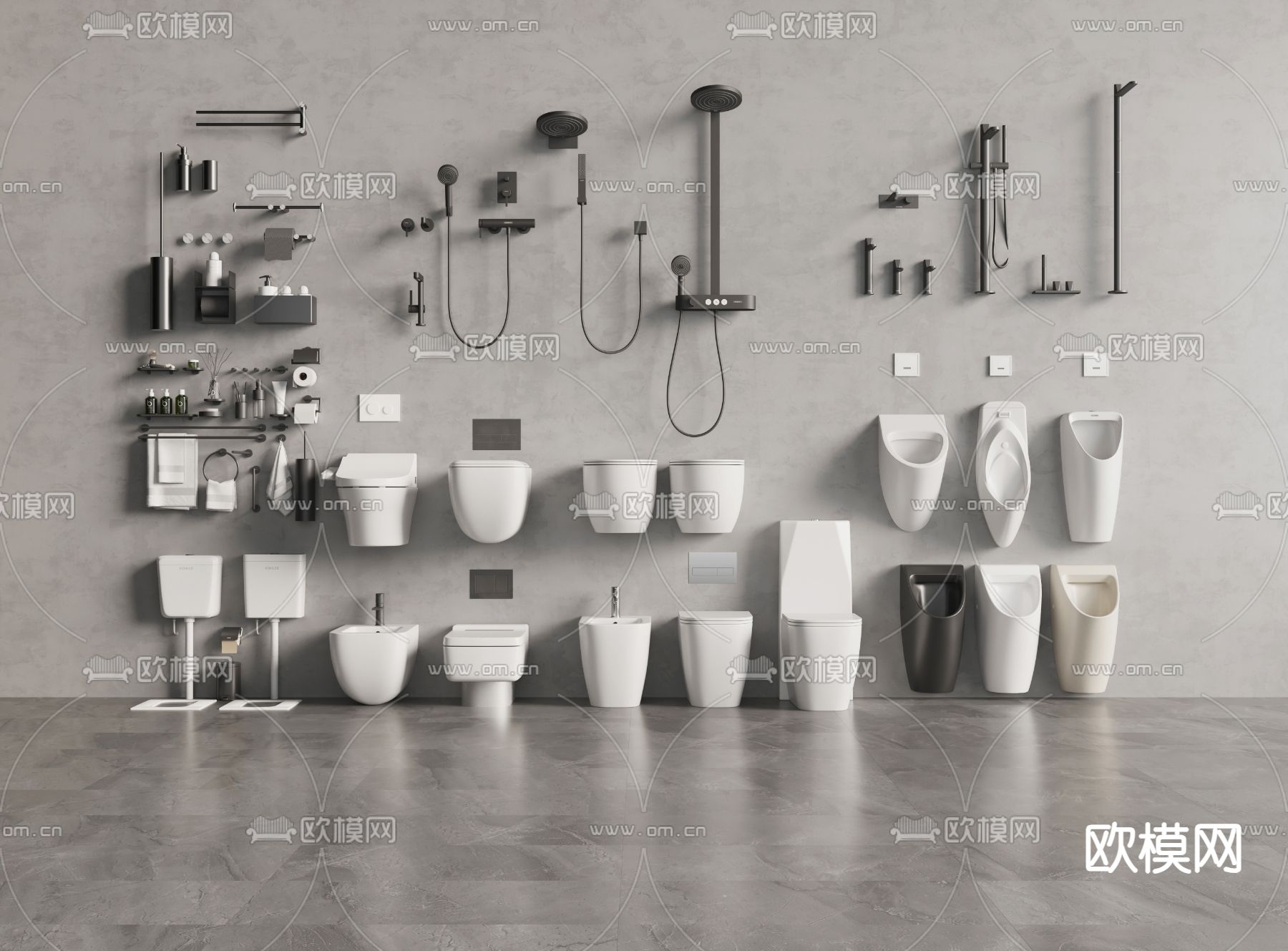 马桶 小便斗 花洒 卫浴五金 洁具3d模型下载