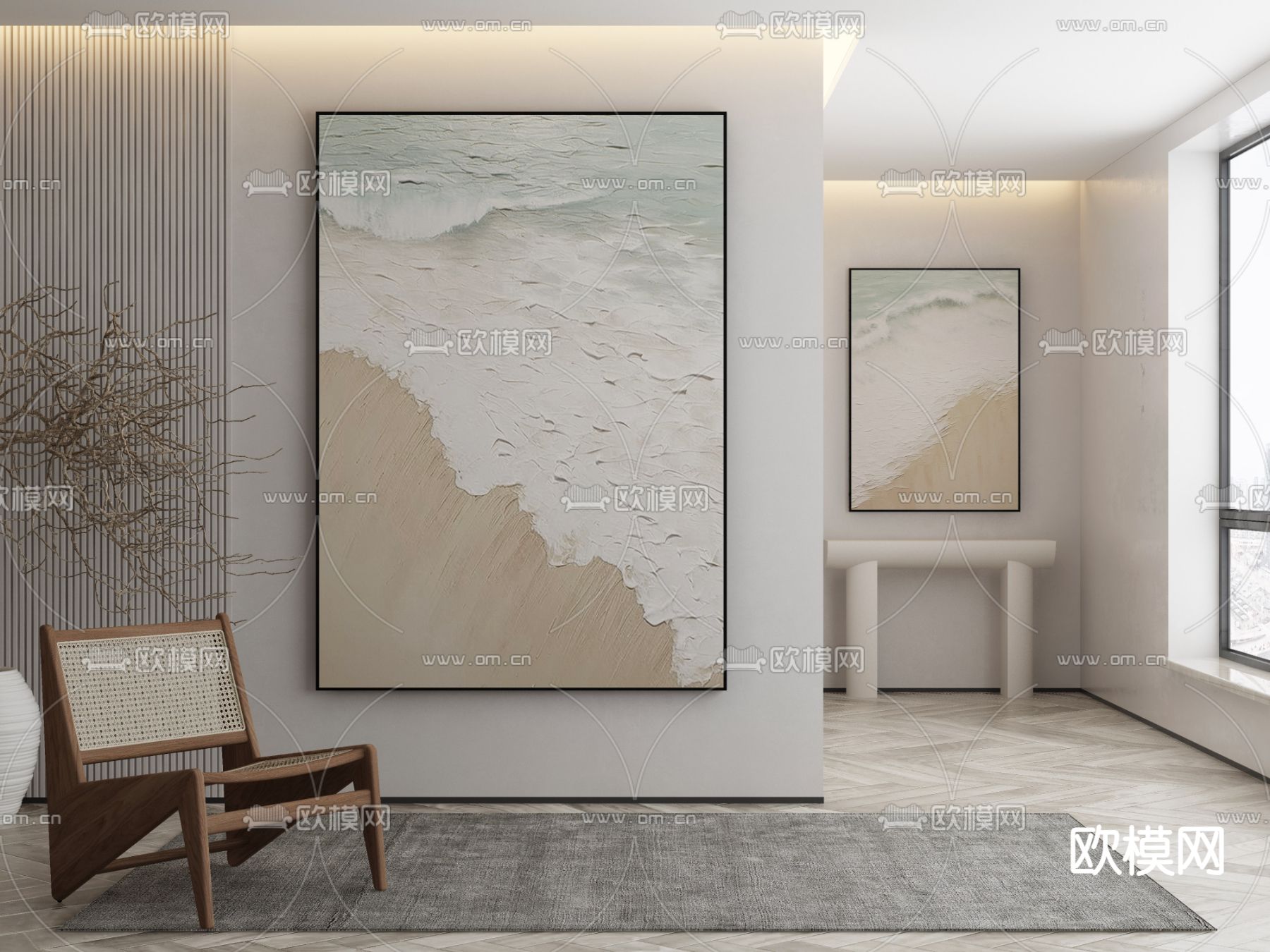 侘寂画 装饰画 肌理画 抽象画3d模型下载