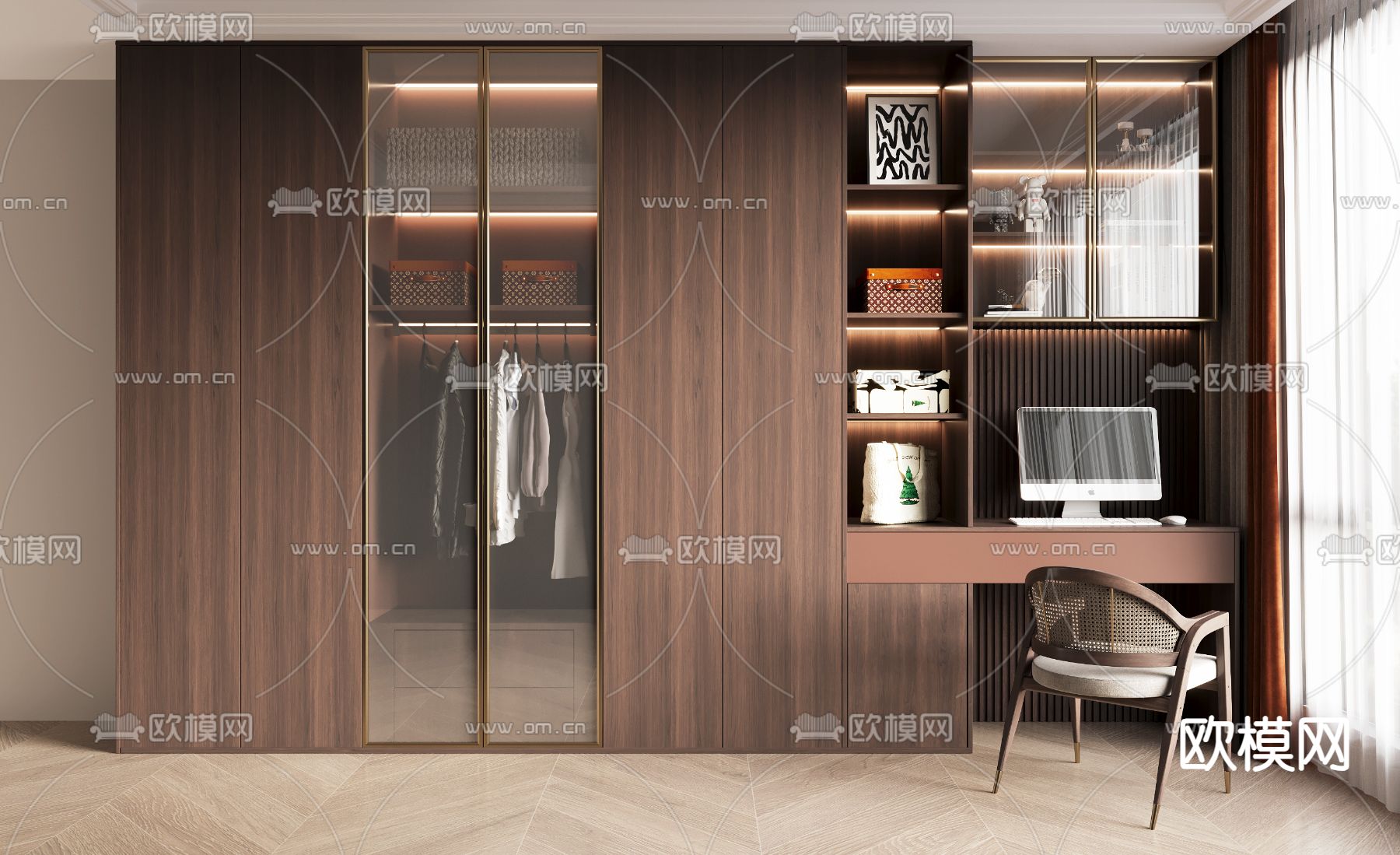 新中式衣柜 衣橱3d模型下载