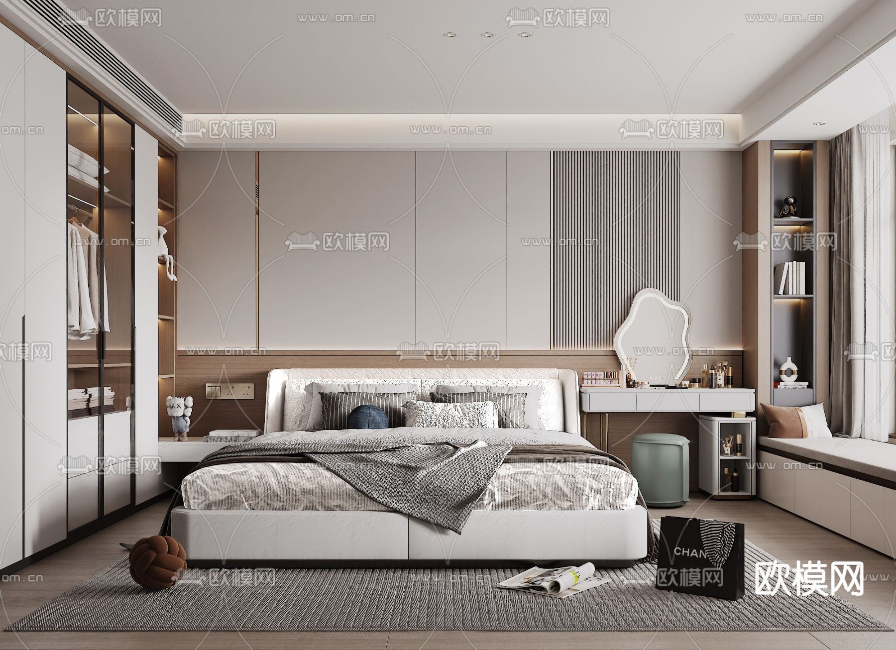 现代卧室 主人房3d模型下载