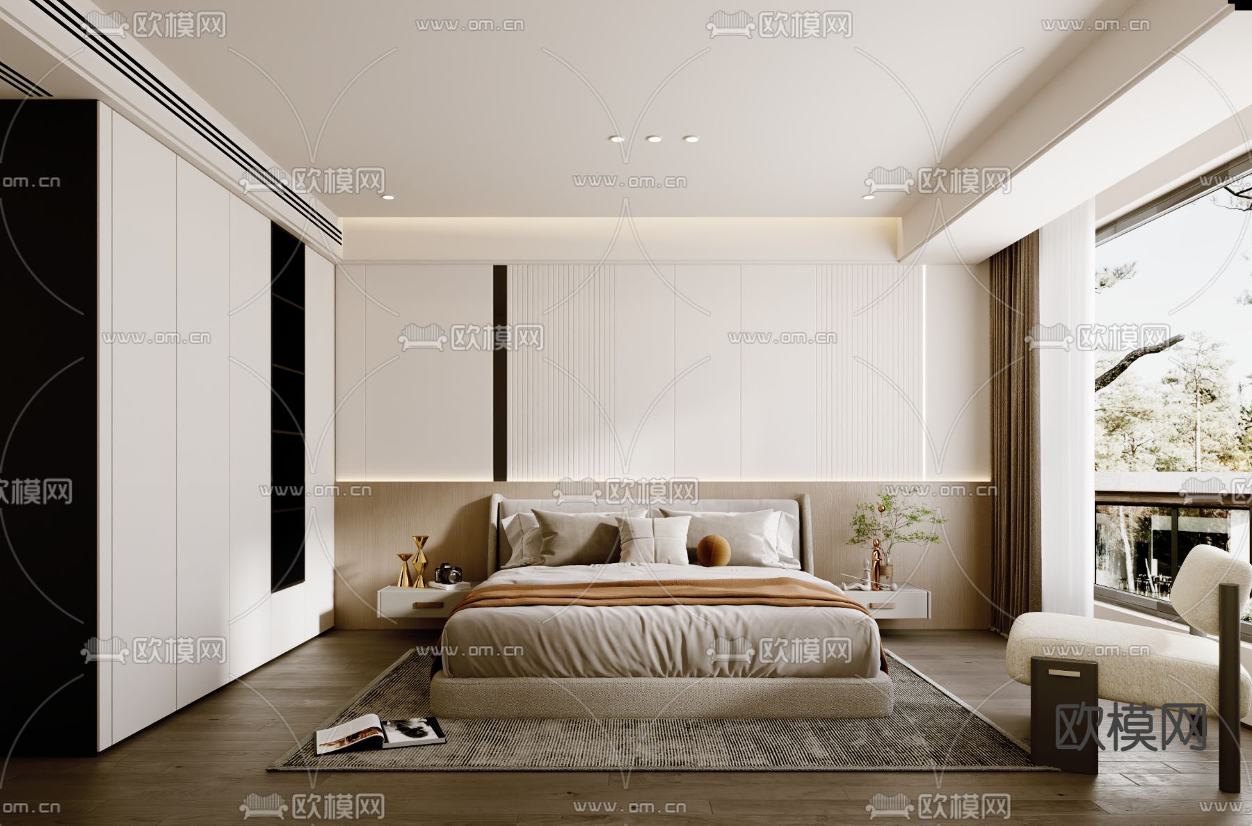 现代卧室 主卧 主人房3d模型下载