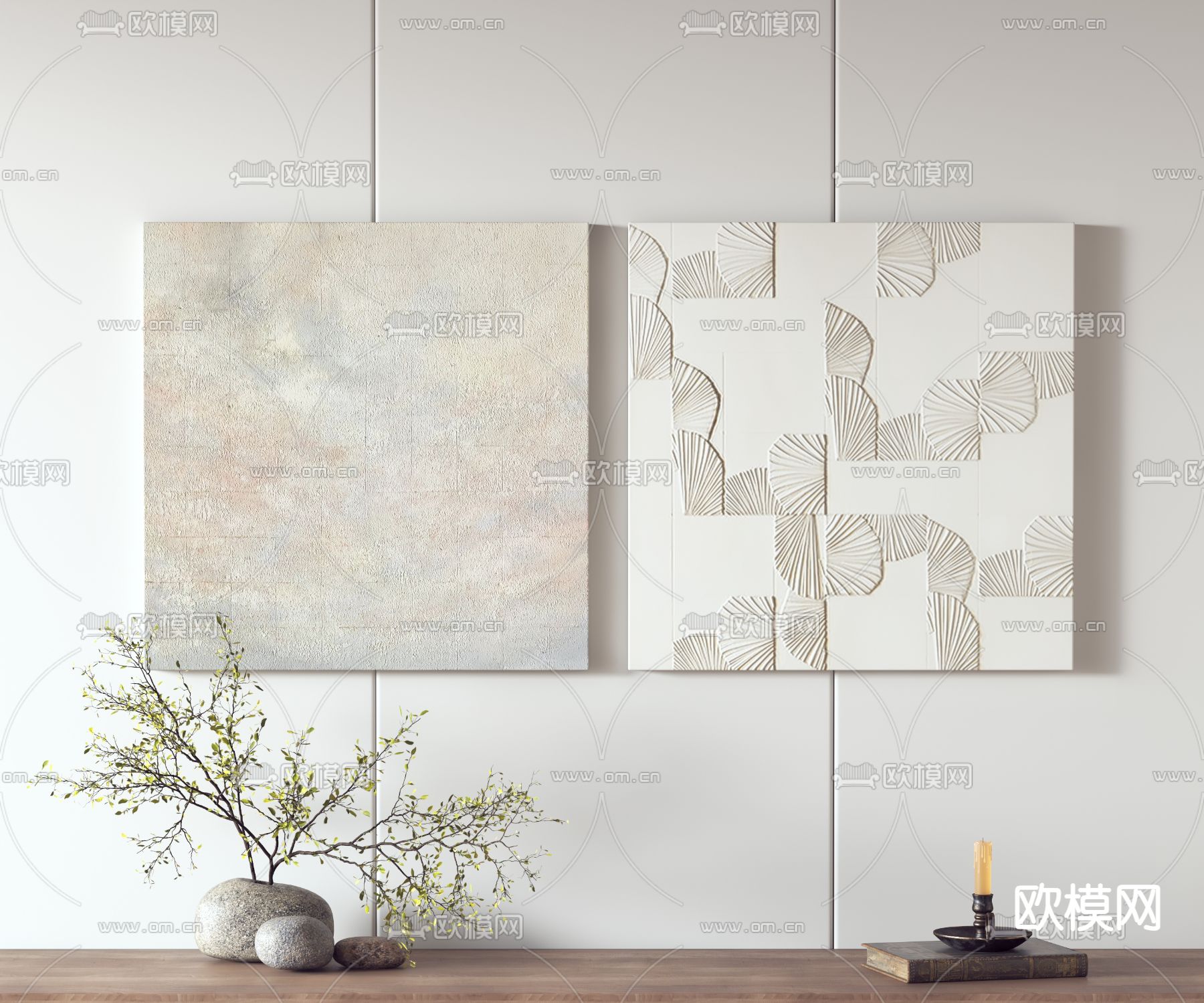 现代装饰画 抽象画 肌理画3d模型下载