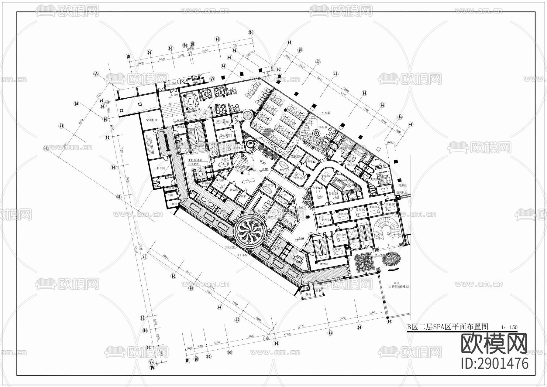 2000㎡酒店SPA节点大样图下载（渲染图1）