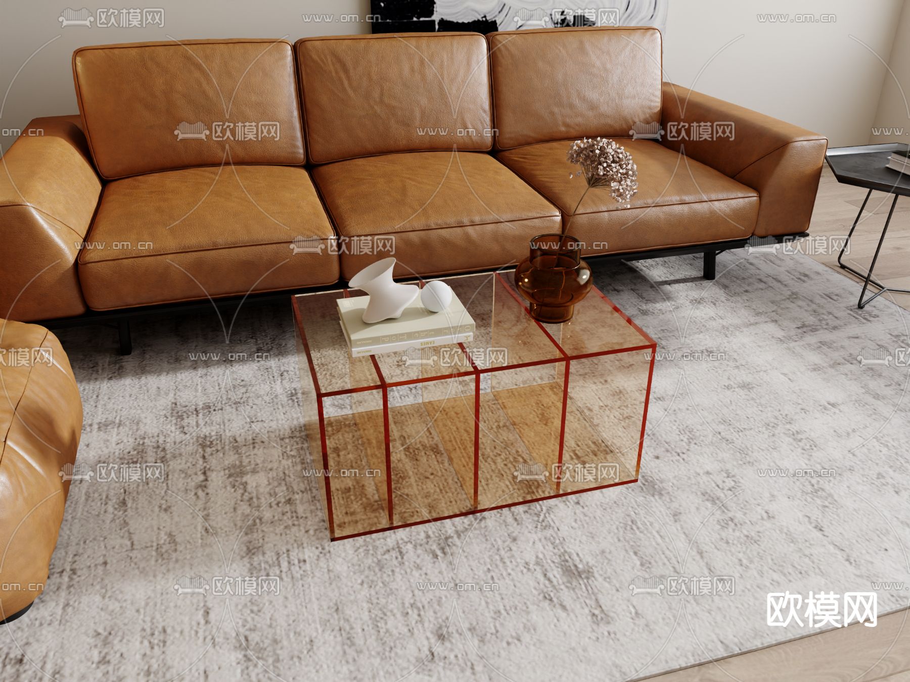 透明茶几3d模型下载