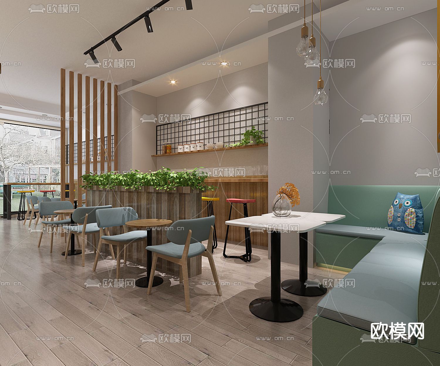 现代奶茶店免费3d模型下载（渲染图2）