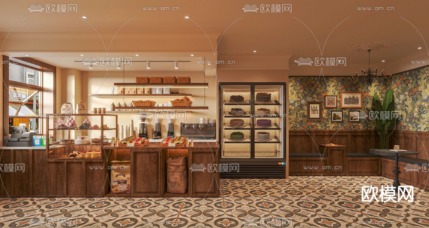 美式面包店 烘焙店 蛋糕店3d模型下载（渲染图2）