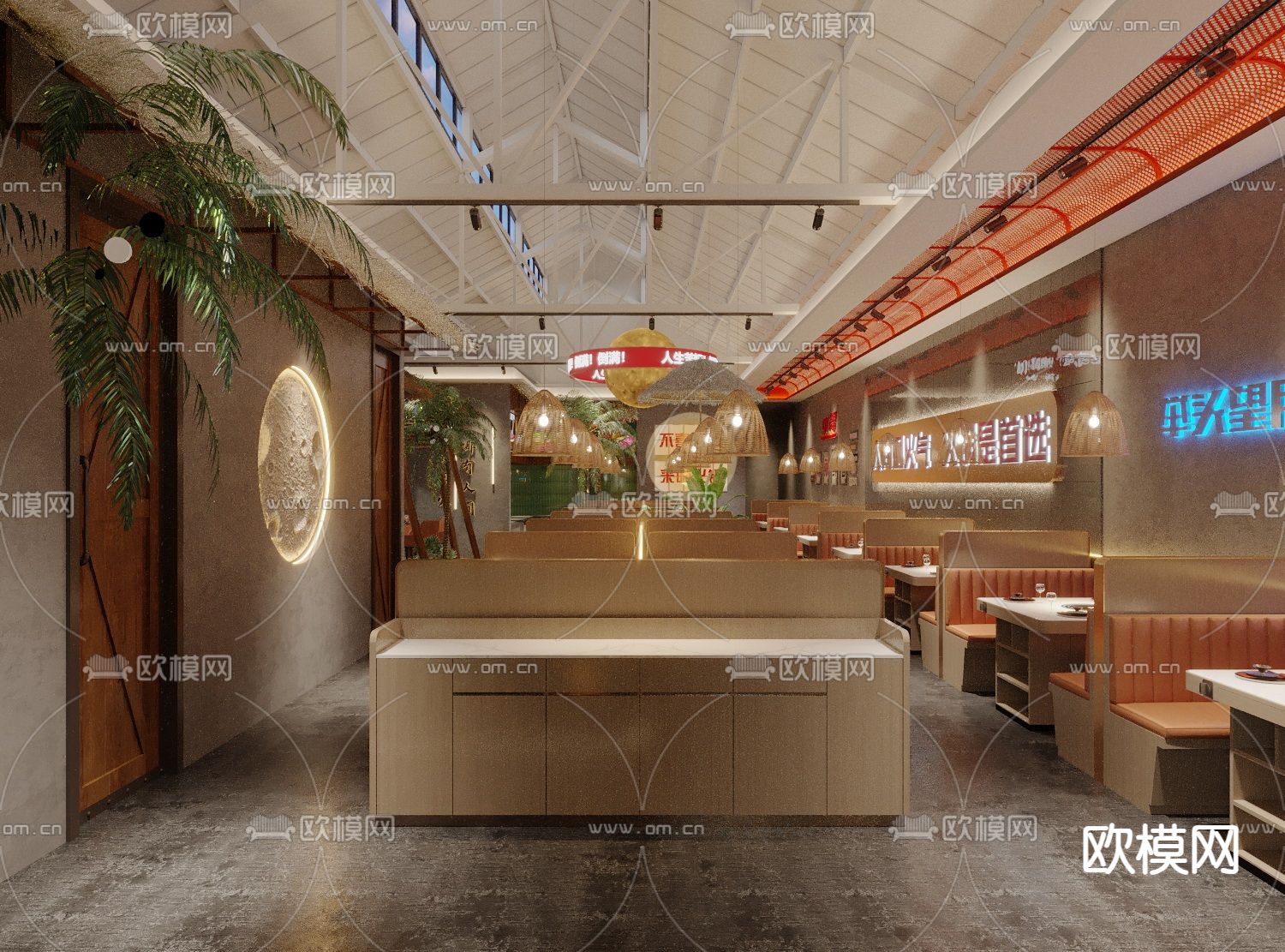 侘寂风火锅店3d模型下载（渲染图10）