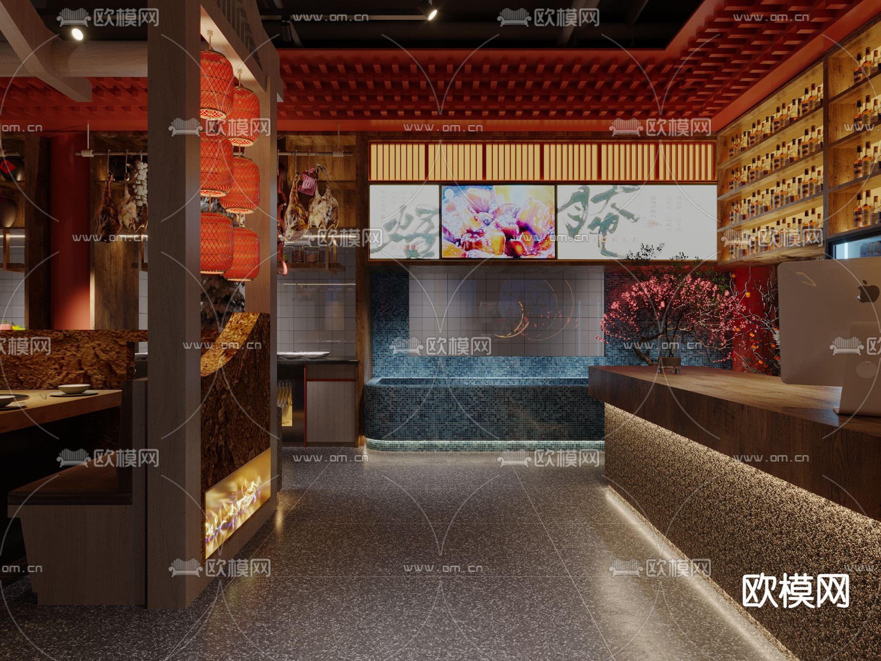 中餐厅 酒楼3d模型下载（渲染图3）