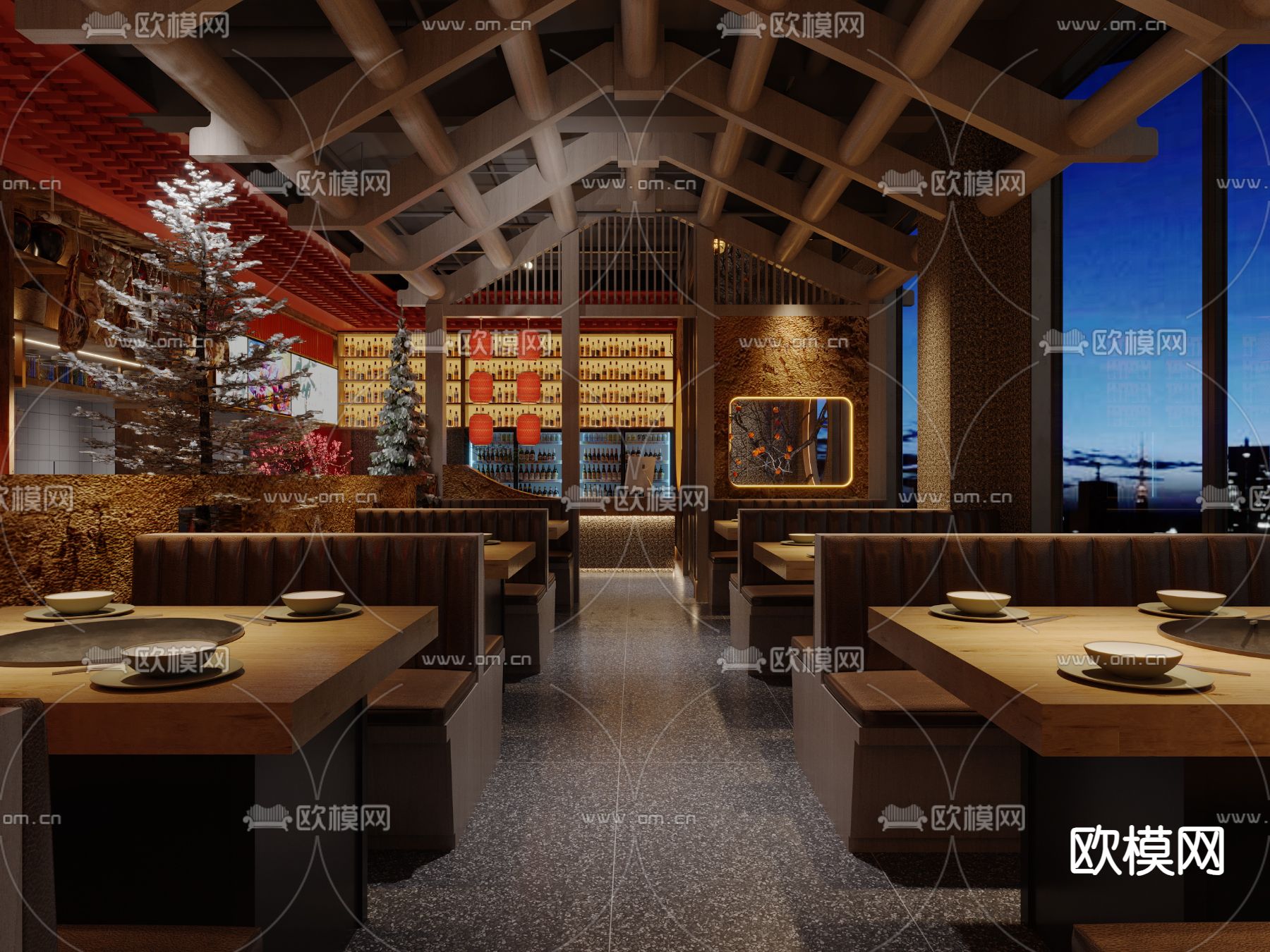 中餐厅 酒楼3d模型下载（渲染图9）